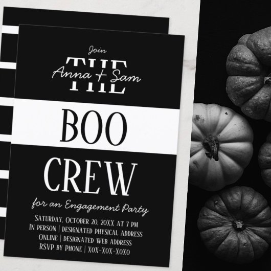 Elegant Chic Moderne Striped Herfst Engagement Par Kaart