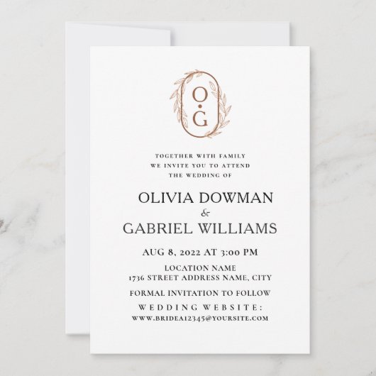 Elegant chic monogram. Classy typography Wedding Kaart (Voorkant)