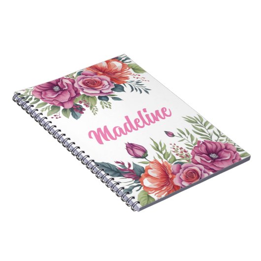 Elegant Chic Monogram Flower Pattern Personalized Notitieboek (Rechterzijde)