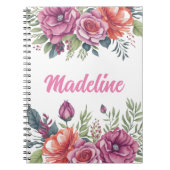 Elegant Chic Monogram Flower Pattern Personalized Notitieboek (Voorkant)