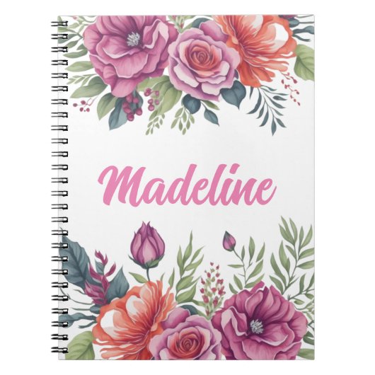 Elegant Chic Monogram Flower Pattern Personalized Notitieboek (Voorkant)