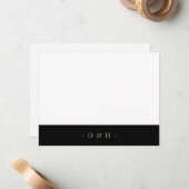 Elegant Chic Monogram Gold Black Wedding Note Card Notitiekaartje (Voorkant / Achterkant in situ)
