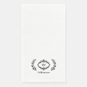 Elegant Chic Monogram Initiaal Laurel WreatBlack Servet (Voorkant)