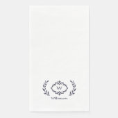 Elegant Chic Monogram Initiaal Laurel WreatBlue Servet (Voorkant)