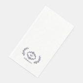 Elegant Chic Monogram Initiaal Laurel WreatBlue Servet (Hoek)