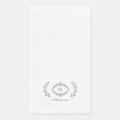 Elegant Chic Monogram Initiaal Laurel Wreath Grey Servet (Voorkant)