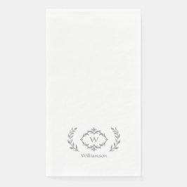 Elegant Chic Monogram Initiaal Laurel Wreath Grey Servet