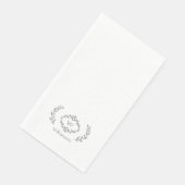 Elegant Chic Monogram Initiaal Laurel Wreath Grey Servet (Hoek)