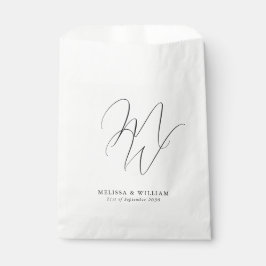 Elegant Chic Monogram Modern Zwart & Wit Bedankzakje