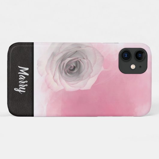 Elegant Chic Monogram Naam Stijlroze Roze Roze Case-Mate iPhone Case (Achterkant (horizontaal))