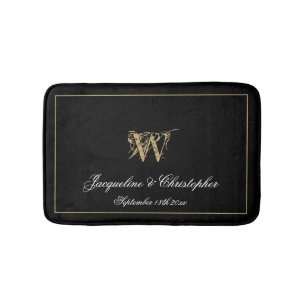Elegant Chic Monogram Names Pas getrouwd Wedding Badmat