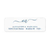 Elegant Chic Monogram Navy Blue Modern Typografie Etiket (Voorkant)