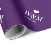 Elegant chic monogram paars trouwartikel cadeaupapier (Rol Hoek)