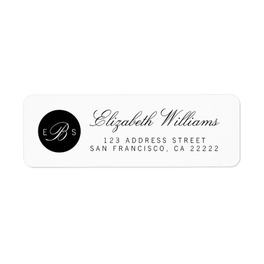 Elegant Chic Monogram Return Address Labels (Voorkant)