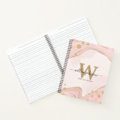 Elegant Chic Monogram roze Glitter Marmer Notitieboek (Binnen)