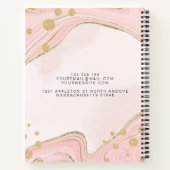 Elegant Chic Monogram roze Glitter Marmer Notitieboek (Achterkant)
