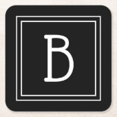 Elegant Chic Monogrammed Black & White Initiaal Kartonnen Onderzetters (Voorkant)