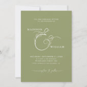 Elegant Chic Moss Groen Bloemen Ampersand Bruiloft Kaart (Voorkant)