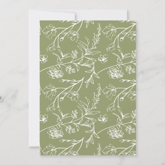 Elegant Chic Moss Groen Bloemen Ampersand Bruiloft Kaart (Achterkant)