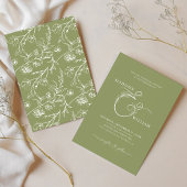 Elegant Chic Moss Groen Bloemen Ampersand Bruiloft Kaart