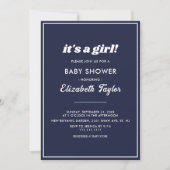 Elegant Chic Navy Blauw Wit Formeel Baby shower Kaart (Voorkant)