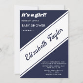 Elegant Chic Navy Blauw Wit Modern Baby shower Kaart (Voorkant)