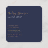 Elegant Chic Navy Blue Gold Handtekening Vierkante Visitekaartje (Achterkant)