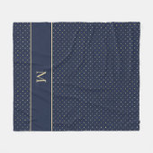 Elegant Chic Navy Blue Gold Polka Dot Monogram Fleece Deken (Voorkant (Horizontaal))
