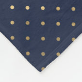 Elegant Chic Navy Blue Gold Polka Dot Monogram Fleece Deken (Hoek)