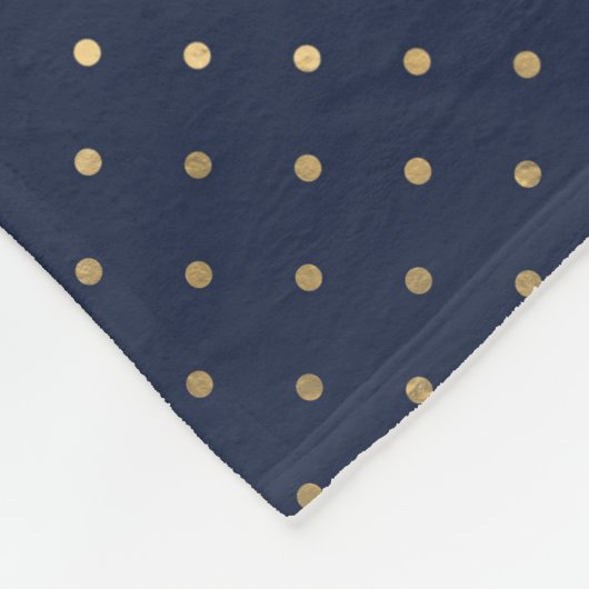 Elegant Chic Navy Blue Gold Polka Dot Monogram Fleece Deken (Hoek)