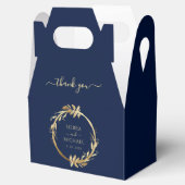 Elegant Chic Navy Blue Golden Foliage Wedding Bedankdoosjes (Geopend)