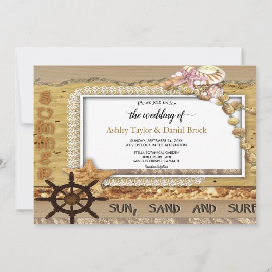 Elegant Chic Navy Coastal Seaside Modern Wedding Kaart (Voorkant)