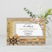 Elegant Chic Navy Coastal Seaside Modern Wedding Kaart (Staand voorkant)
