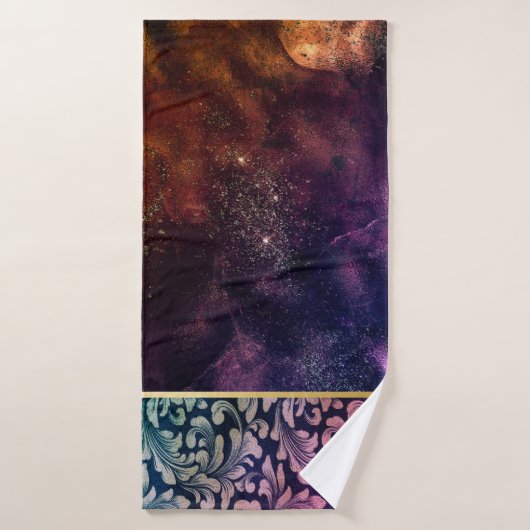 Elegant Chic Old Gold Swirls Lines Galaxy Bad Handdoek (Badhanddoek)