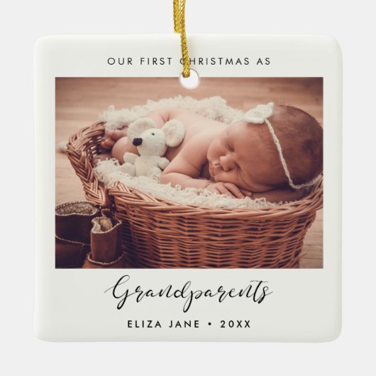 Elegant chic Ons eerste kerstfeest als grootouders Keramisch Ornament (Voorkant)