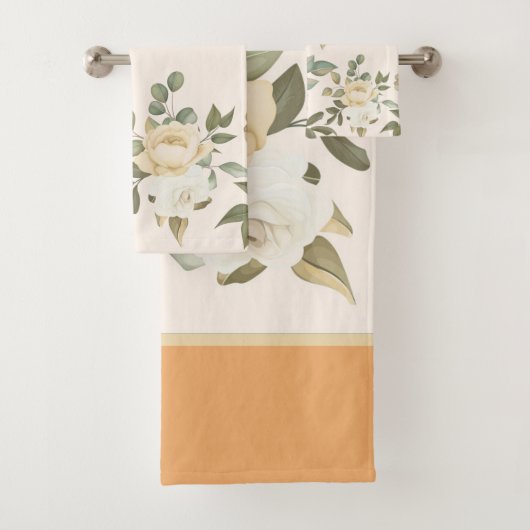 Elegant chic oranje floral bad handdoek (Insitu)