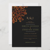 Elegant Chic Ornamental Black and Gold Wedding Kaart (Voorkant)