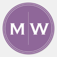 Elegant Chic Paars Circle Two Monogram Initiaal