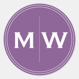 Elegant Chic Paars Circle Two Monogram Initiaal Ronde Sticker