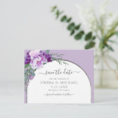Elegant Chic Paars Floral Silver Arch Wedding Save The Date (Staand voorkant)