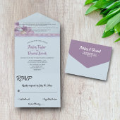 Elegant Chic Paars Glitter Formal Wedding All In One Uitnodiging