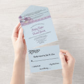 Elegant Chic Paars  Glitter Formal Wedding All In One Uitnodiging (Afscheurbaar)