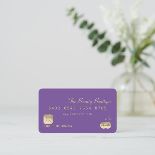 Elegant Chic Paars Gold Luxe-creditcard Visitekaartje (Staand voorkant)