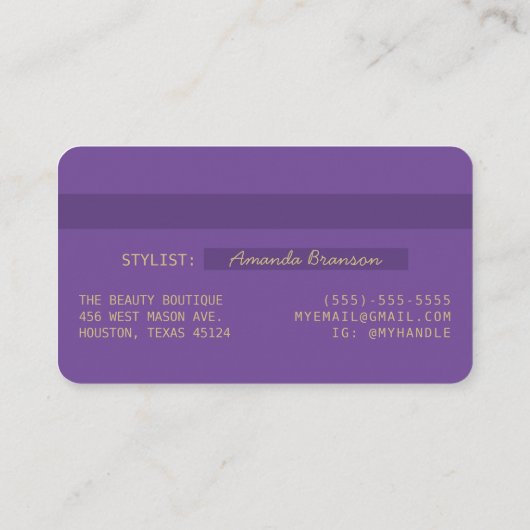 Elegant Chic Paars Gold Luxe-creditcard Visitekaartje (Achterkant)