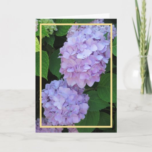 Elegant Chic Paars Hydrangeas Flowers Gold Lijst Kaart (Voorkant)