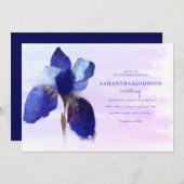 Elegant chic Paars Iris Ombre Waterverf Wedding Kaart (Voorkant / Achterkant)
