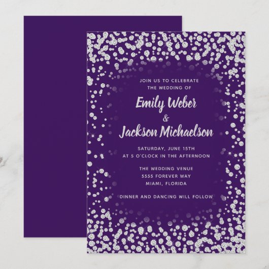 Elegant Chic Paars Silver Diamond Casual Kaart (Voorkant / Achterkant)