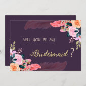 Elegant Chic Paarse Rozen Kaart (Voorkant / Achterkant)