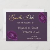 Elegant Chic Paarse Rozen slaan de datum op Save The Date (Voorkant)