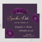 Elegant Chic Paarse Rozen slaan de datum op Save The Date (Voorkant / Achterkant)